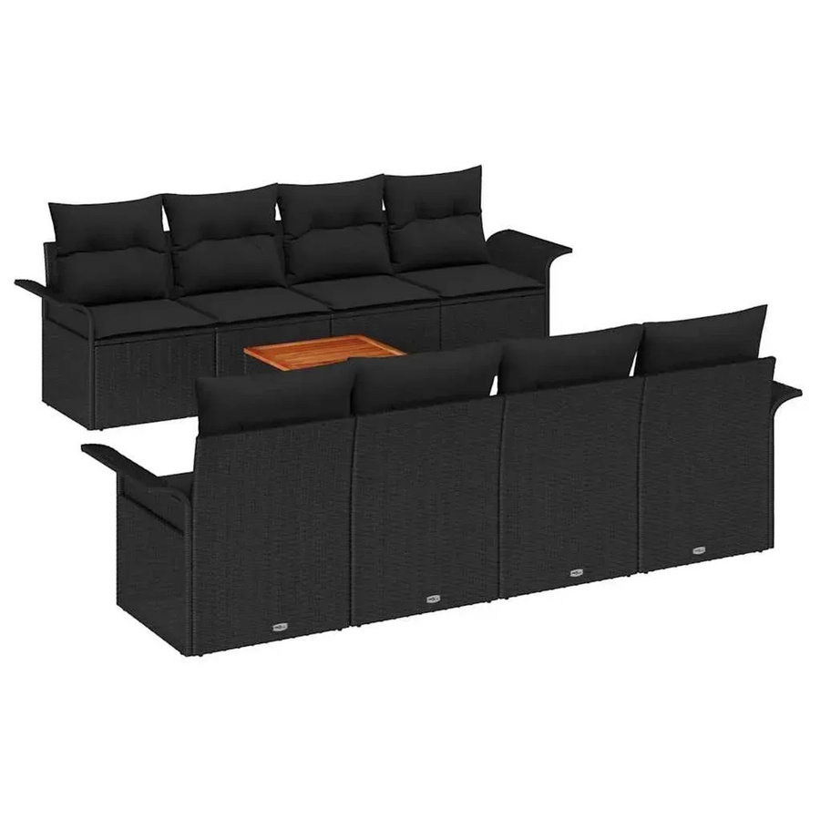 vidaXL Garten-Sofa-Set 9-teilig aus Poly-Rattan in Schwarz mit Tisch und Sitzmöbeln mit Stauraumfunktion - Bild 2