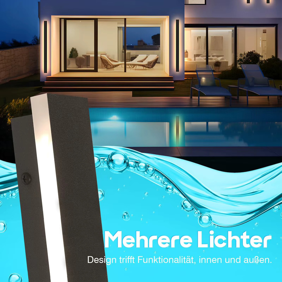 Moderne LED Außenwandleuchte IRALAN in Schwarz mit IP65 Wasserschutz für Garten und Veranda - Bild 4