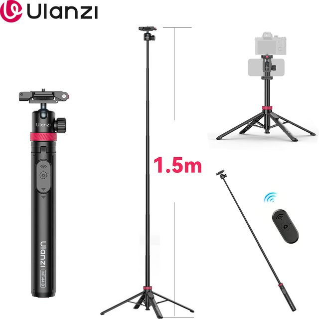 Ulanzi MT-44 B Universelles Telefonstativ in Schwarz mit Bluetooth und Dual-Kamera-Setup, 1,5 m Höhe - Bild 1
