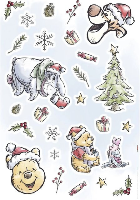 Komar Winnie Pooh Christmas Deko-Sticker, Mehrfarbig, Breite: 50 cm, Höhe: 70 cm - Bild 1