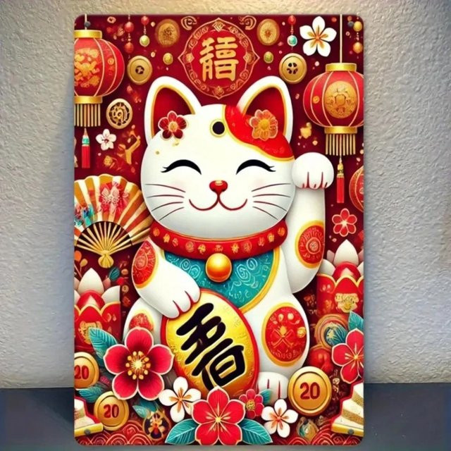HELLOYOUNG Chinesische Neujahrs-Wanddekoration in Rot mit floraler Illustration und orientalischem Design - Bild 1