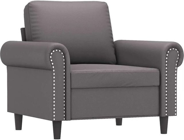 vidaXL Sessel Grau aus Kunstleder mit Armlehnen und Metallgestell - Bild 1