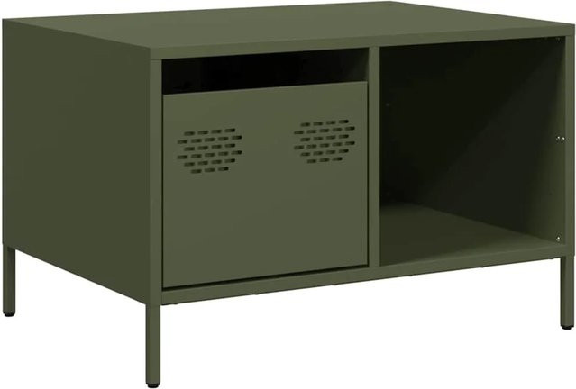 vidaXL Couchtisch in Olivgrün aus kaltgewalztem Stahl im Industrie-Stil, B/T/H: 68,5 x 50 x 43,5 cm - Bild 1