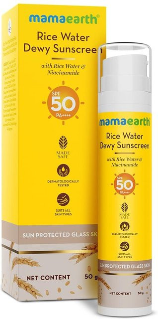 Mamaearth Reiswasser Sonnencreme LSF 50, 50 g, Unisex - Bild 1