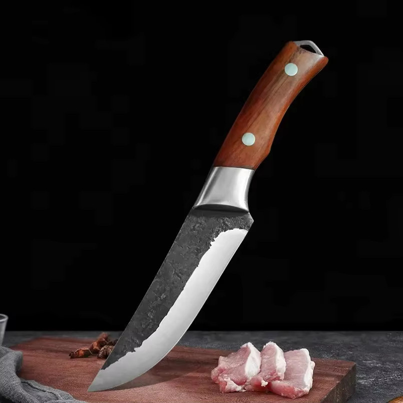 Handgeschmiedetes GuanQi Metzger-Hackmesser mit Holzgriff in Silber - Bild 6