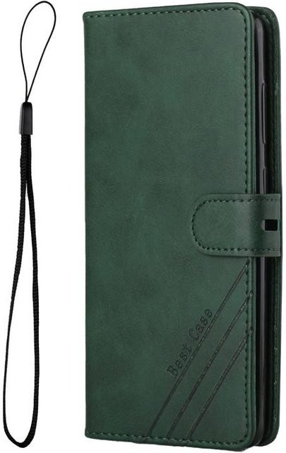 Leder Flip Case für Samsung Galaxy A03, A03s und A03 Core als magnetische Brieftaschenhülle in Grün - Bild 1