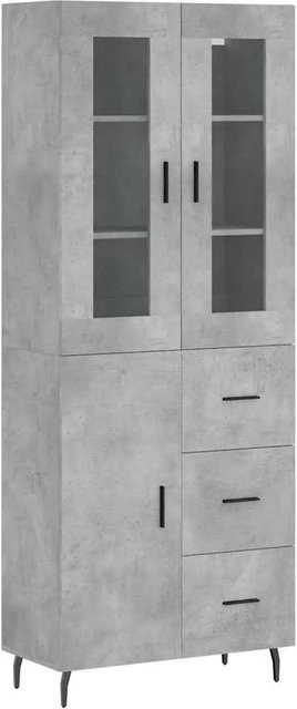 vidaXL Highboard Betongrau mit Glastüren aus Holzwerkstoff, Glas und Metall, B/T/H: 69,5 x 34,0 x 180,0 cm - Bild 1