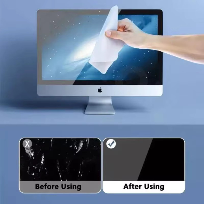 Universelles Poliertuch in Weiß für Apple iPhone 13, 12 Pro, iPad Mini und MacBook Air zur Display- und Kamerareinigung - Bild 3