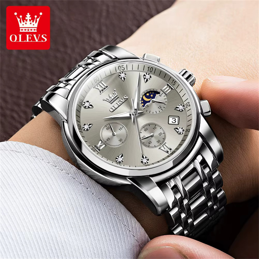 OLEVS Chronograph, Quarz, Gold, Edelstahl, Herren - Bild 4