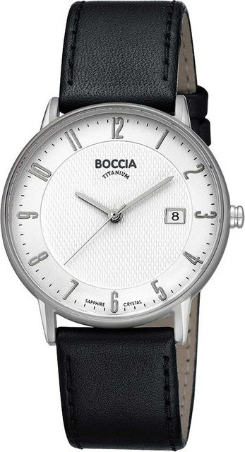 Boccia Herrenuhr, Quarz, Titan, Saphirglas, 39 mm, Leder, Weiß - Bild 1