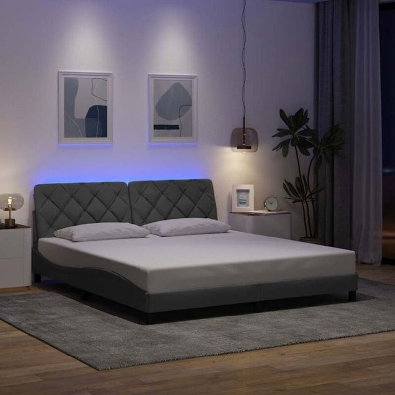 vidaxl Polsterbett mit LED in Hellgrau, B/T/H: 180 x 200 x 74,5 cm - Bild 1