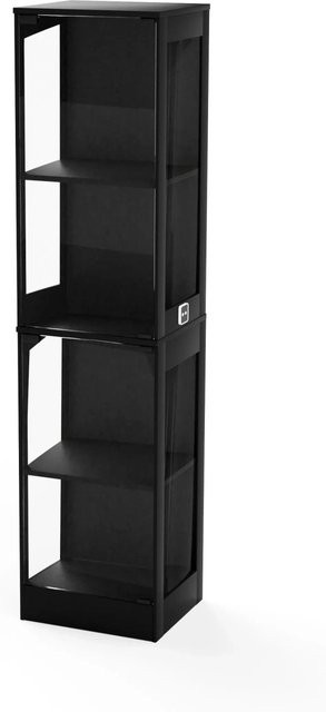 okwish Glasvitrine mit LED-Beleuchtung und Glastüren in Schwarz, B/T/H: 40 x 35 x 165 cm - Bild 1