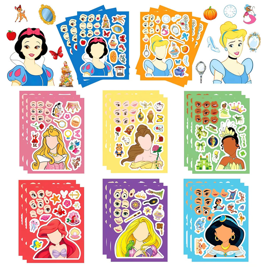 Disney Prinzessinnen Puzzle-Aufkleber, Nachfüllpack, 8/16 Blatt - Bild 2