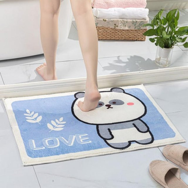 Yiran Furniture Bodenmatte mit Tier-Motiv aus Imitations-Kaschmir in Blau, wasserabsorbierend und rutschfest, B/T: 80 x 50 cm - Bild 1