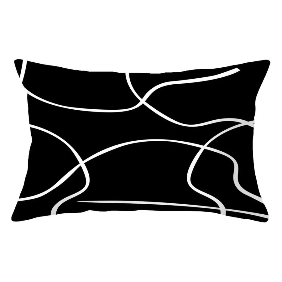 VIKAMA Kissenbezug im nordischen Stil, minimalistisches Design in Schwarz-Weiß, Rechteckig, Breite: 30 cm, Höhe: 30 cm - Bild 2