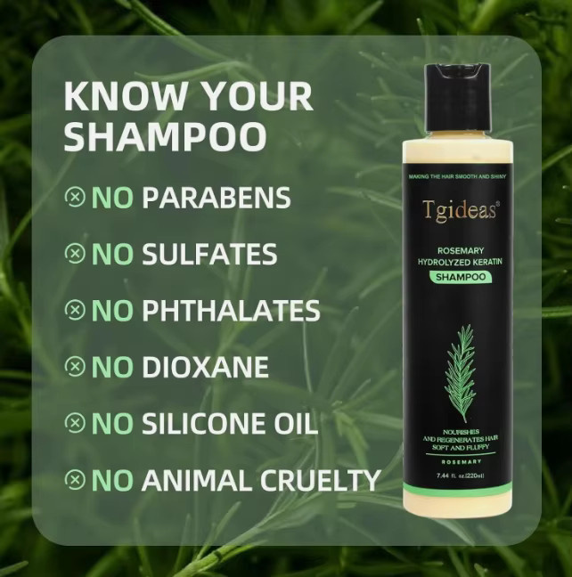 Tgideas Bio-Rosmarin Shampoo, 220 ml, mit Keratin, Unisex - Bild 6