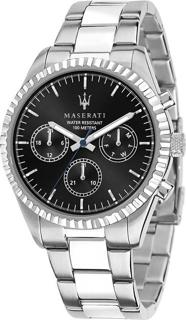 Maserati Herrenuhr, Quarz, Edelstahl, Schwarz, 43 mm, 10 ATM - Bild 1