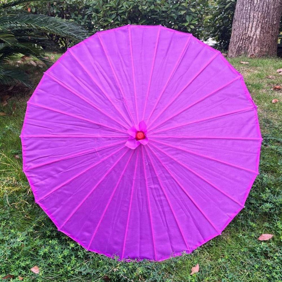 HNyouchuang Tanzschirm aus Seidenstoff in Weiß im klassischen japanischen Stil für Tanzaufführungen, Durchmesser: 56 cm - Bild 4