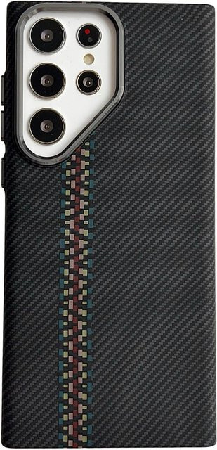 MagSafe Schutzhülle im Kohlefaser-Aramid-Stil für Samsung Galaxy S24 Plus, Stoßfeste Magnetische Rückseite, Schwarz - Bild 1