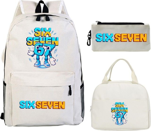 Six Seven Schulranzen Set mit Rucksack, Brotdose und Federmäppchen in Weiß - Bild 1