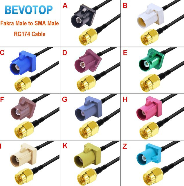 BEVOTOP GPS Antennen Verlängerung Kabel RG174 mit Fakra Stecker auf SMA Stecker Pigtail für USB-C Anschluss - Bild 1