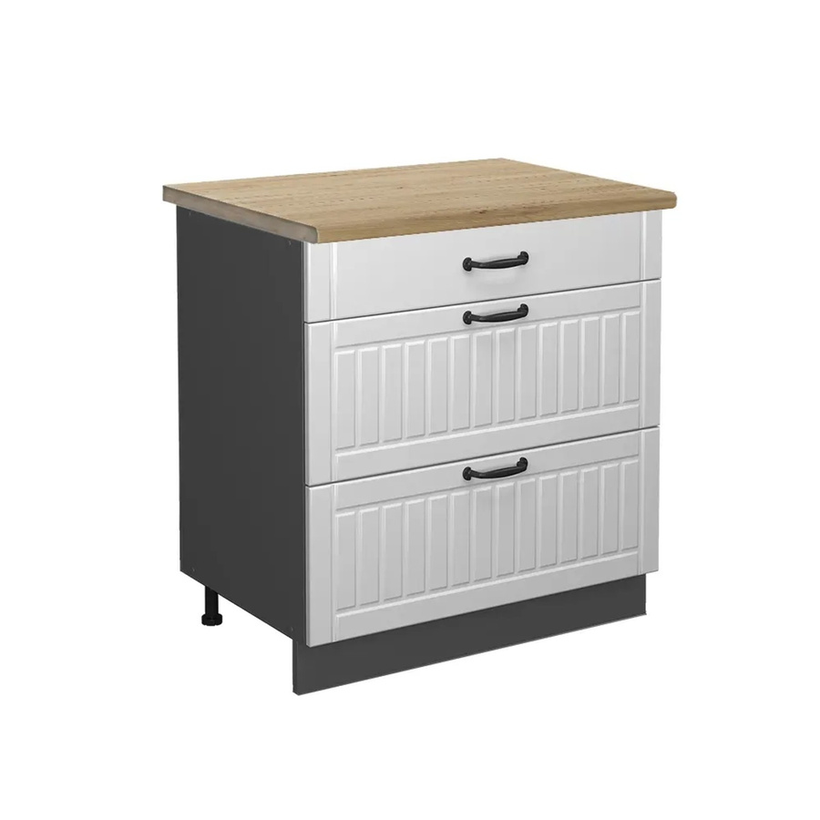 Vicco Küchenunterschrank Fame-Line in Weiß und Anthrazit mit Eiche-Optik, Landhausstil, B/T/H: 80 x 60 x 82 cm - Bild 2