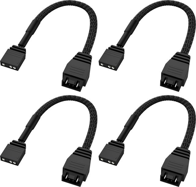 RGEEK 4er Set ARGB 3-Pin auf 4-Pin RGB Lüfter Adapterkabel für NZXT AER RGB Lüfter, Schwarz, Länge: 15 cm - Bild 1