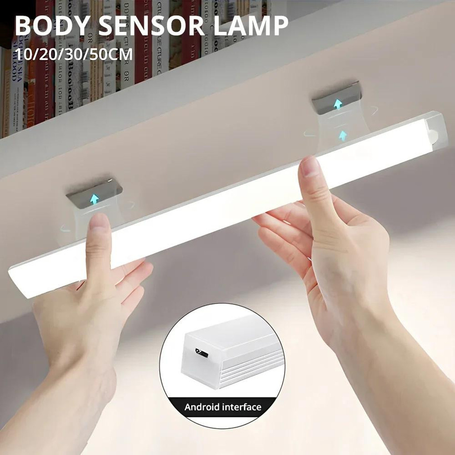 NATAWA LED Nachtlicht mit Bewegungssensor, kabellose USB-wiederaufladbare Lampe, magnetisch, Weiß, Länge: 20 cm - Bild 4
