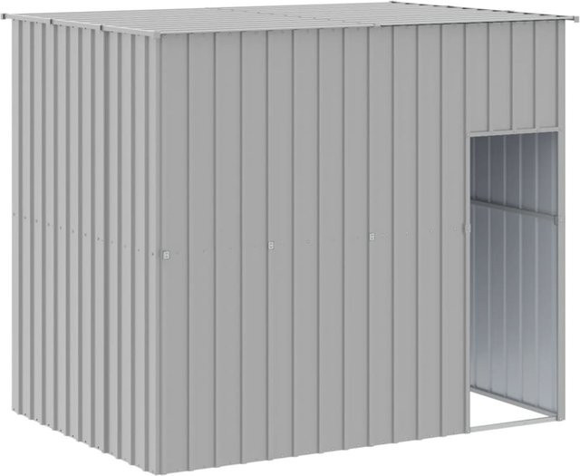 Wetterfeste Hundehütte von Yiwydaa mit Dachlicht in Hellgrau aus verzinktem Metall, B/T/H: 214 x 153 x 181 cm - Bild 1