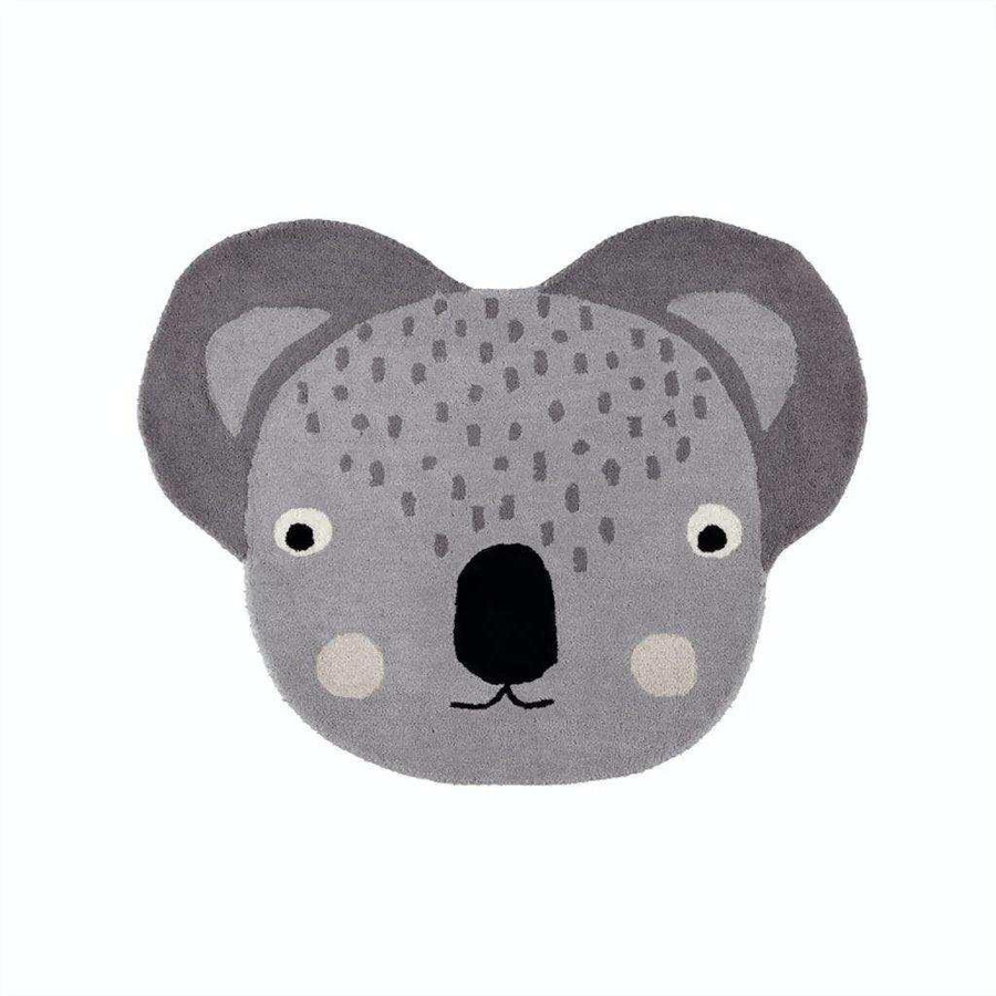 Oyoy Teppich Koala in Grau für das Kinderzimmer aus Baumwolle und Wolle, B/T: 100 x 85 cm - Bild 1