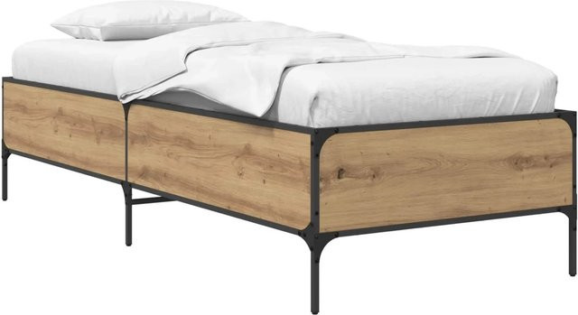 vidaXL Bettrahmen aus Holzwerkstoff in Eiche, Farbe Braun, B/H: 80 x 200 cm - Bild 1