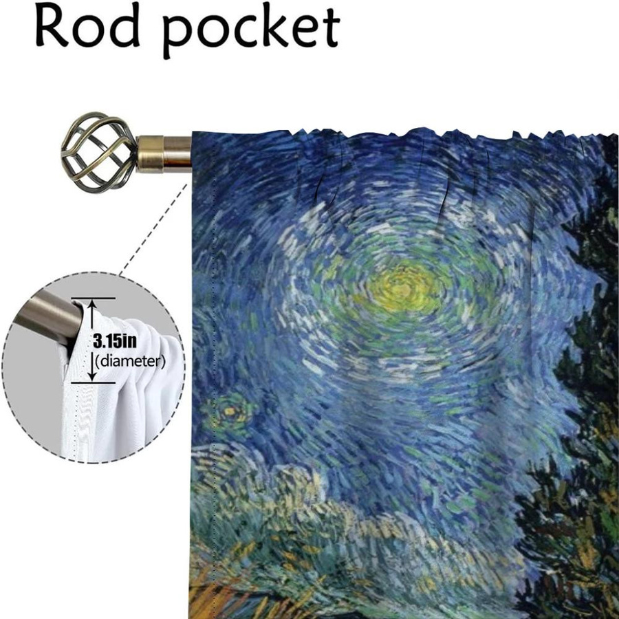 Halloween Verdunklungsvorhänge im Van Gogh Stil, 2er-Set, Mehrfarbig, Breite: 60 cm, Höhe: 90 cm - Bild 1