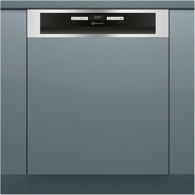 Bauknecht BBO 3O41 PLT Teilintegrierter Einbau-Geschirrspüler in Edelstahl-Optik, Breite: 60 cm - Bild 1