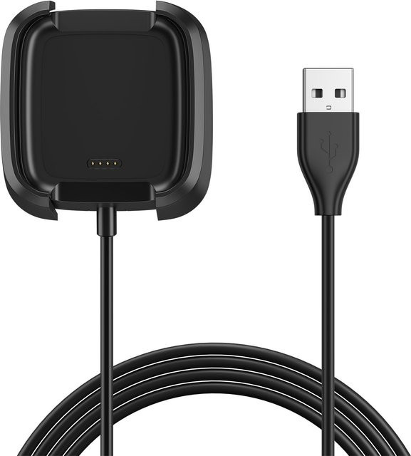 Dord USB-Schnellladegerät-Kabeladapter für Fitbit Versa 2 in Schwarz mit USB-A und USB-C Anschluss - Bild 1
