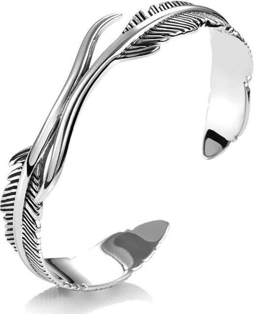 Love Home Garden Armband, Feder Manschette, Silber, Unisex, Vintage - Bild 1