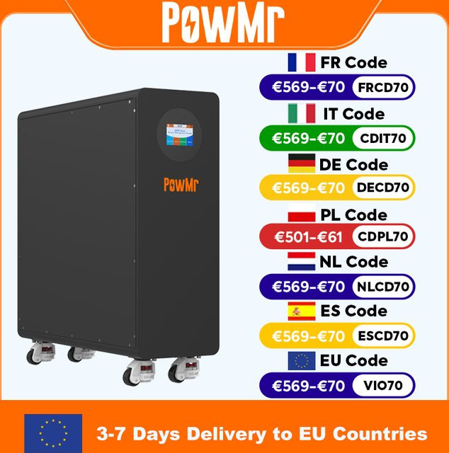 PowMr LiFePO4 Solar-Lithiumbatterie 48V 300Ah 15kWh mit CAN BMS und 6000+ Zyklen - Bild 1