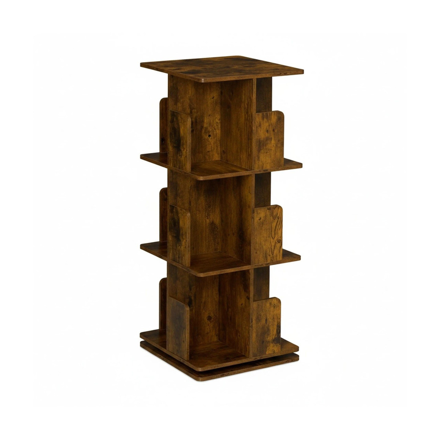 Relaxdays Drehbarer Bücherregal im Industrial-Stil aus Holzwerkstoff und Stahl, Braun, H: 95 cm, B: 39 cm, T: 39 cm - Bild 2
