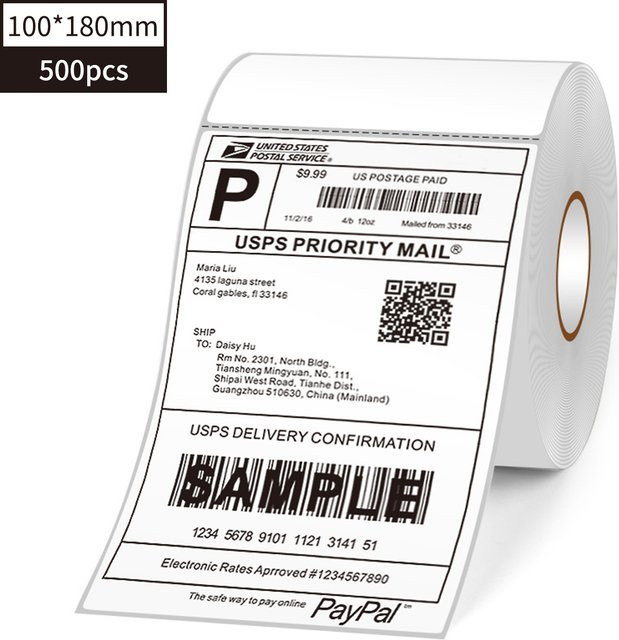 Aibecy Thermo-Versandetiketten Rollen in Weiß für Thermo-Paketdrucker, selbstklebende Allzweck-Etiketten für Expressversand - Bild 1