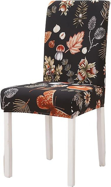 Utmya Dom Textile Esszimmerstuhlbezug mit floralem Muster in Multicolour, hochelastischer und waschbarer Stuhlbezug aus Polyester-Elastan-Mix für einen sicheren Sitzschutz - Bild 1