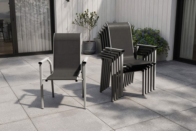 Kettler BasicPlus Pro Stapelsessel 6er-Set in Silber/Anthrazit, B/T/H: 70 x 65 x 99 cm - Bild 1