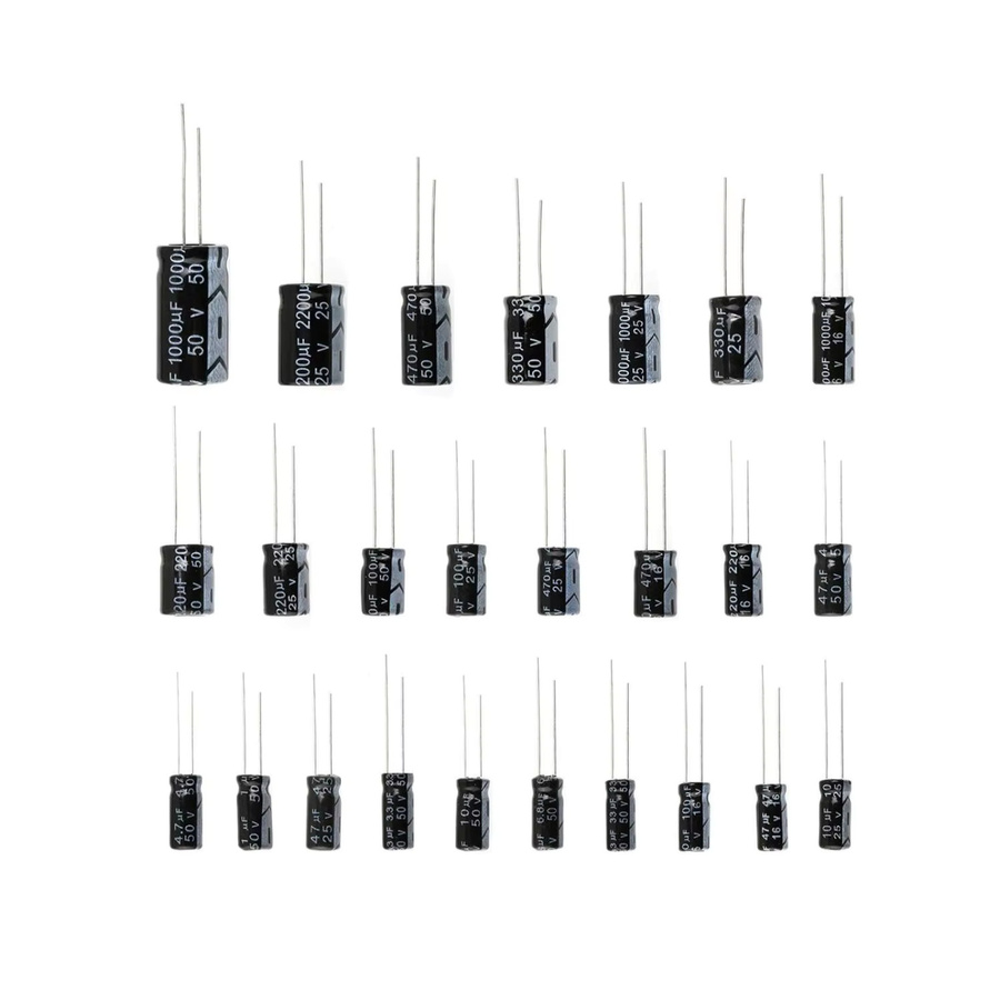AITEXM ROBOT Aluminium-Elektrolytkondensator-Sortiment-Set in Schwarz mit 120 Stück und 12 Werten von 0,22 UF bis 470 UF bei 50 V - Bild 2