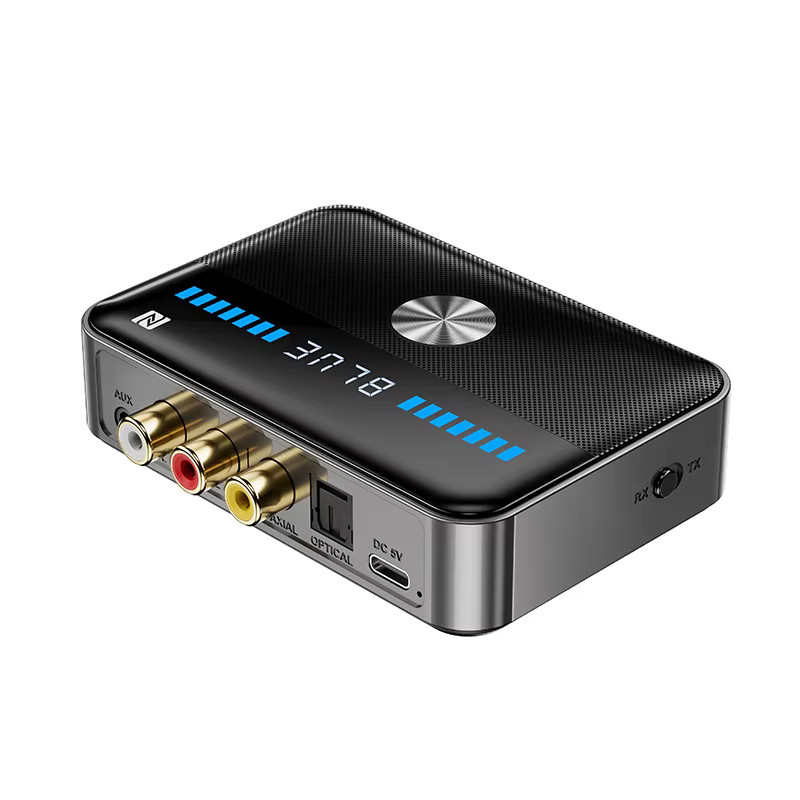 jiansu NFC Bluetooth 5.3 Empfänger und Sender Adapter in Schwarz mit 3,5 mm AUX, RCA und optischer Unterstützung sowie U-Disk Funktion - Bild 2