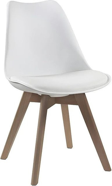 Vente-unique Stuhl Jody in Weiß mit Kunstleder und Buchenholz im Skandinavischen Design - Bild 1