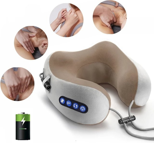 PAQIN Multifunktionales elektrisches Nackenmassagegerät in Braun als U-förmiges Kissen zur Entspannung von Schulter und Nacken - Bild 1