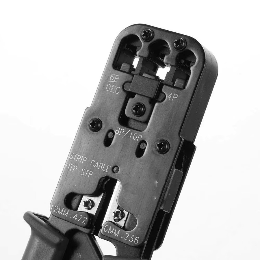 FATCOOL 2 in 1 RJ45 Netzwerk LAN Kabel Crimper Zange mit Kabel Tester und Draht Cutter für 6P/8P Ethernet Kabel in Schwarz - Bild 3