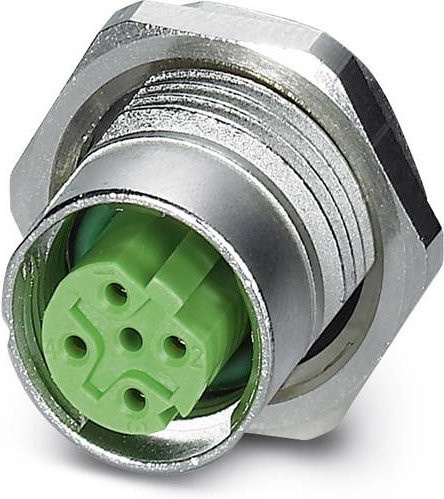 Phoenix Contact 1456569 Sensor-Aktor-Einbausteckverbinder M12 Buchse, 4-polig, grün/silber, Schraubanschluss, 20 Stück - Bild 1