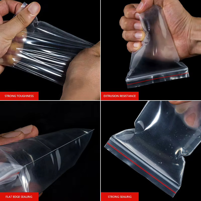 100 Stück Transparente ZipLock Plastiktüten Wiederverschließbare Lebensmittelaufbewahrungsbeutel aus Kunststoff - Bild 3
