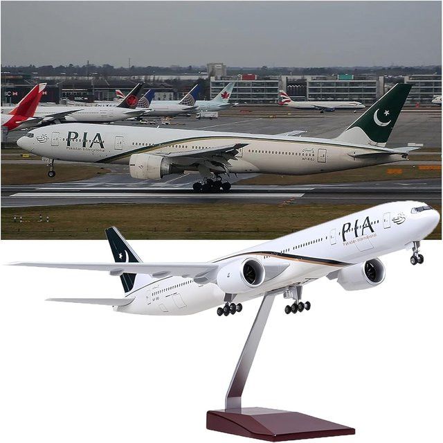 ZOCO Modellflugzeug Boeing B777 Pakistan Airlines in Weiß, Maßstab 1:157, Harz-Miniatur mit Radfahrwerk, Länge: 47 cm - Bild 1