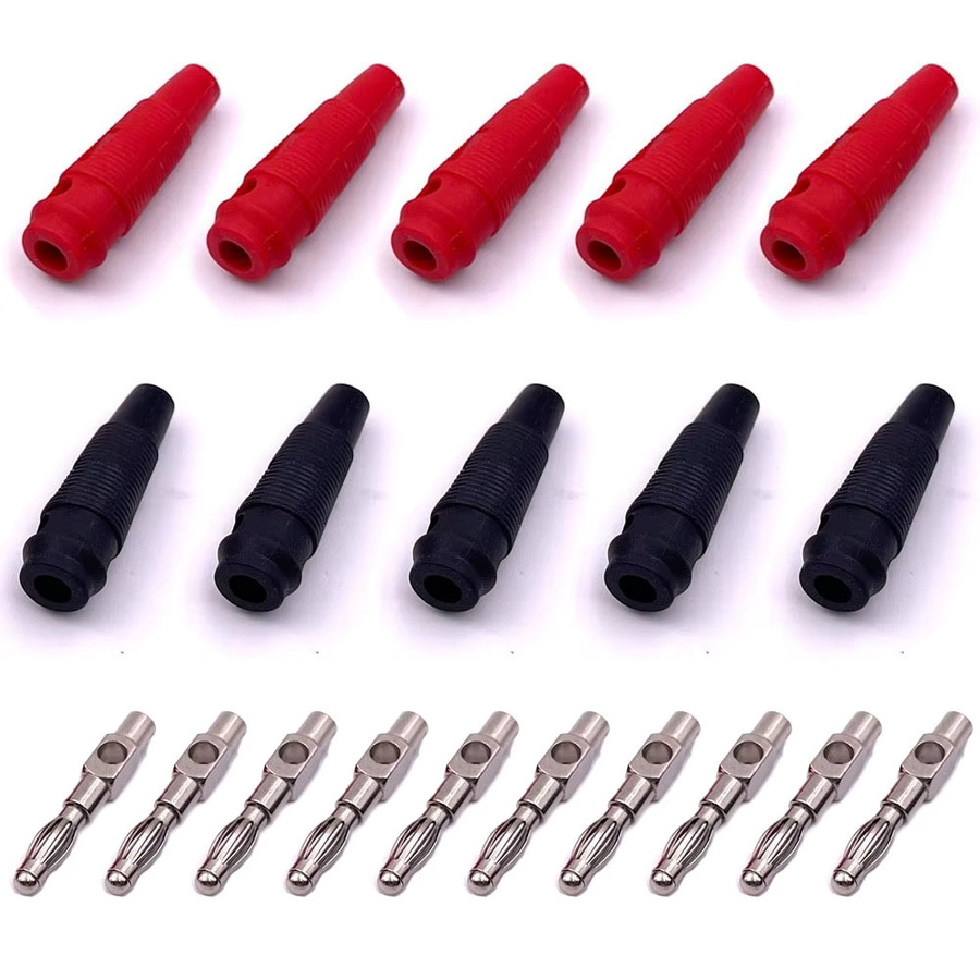 FRHY Bananenstecker 4 mm, 10 Stück, 32 A Hochstrom-Schraubanschlüsse als Adapter für Audio- und Videokabelklemmen - Bild 2