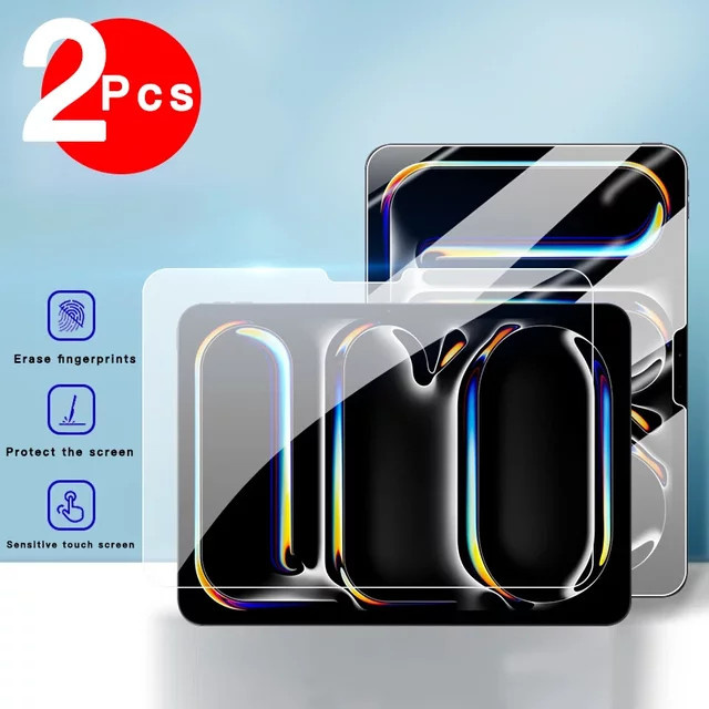 2 Stück Ultra HD Displayschutzfolie aus gehärtetem Glas für Apple iPad Air M3 M2 11 und 13 Zoll sowie iPad Pro 11 und 12,9 Zoll, transparent - Bild 1